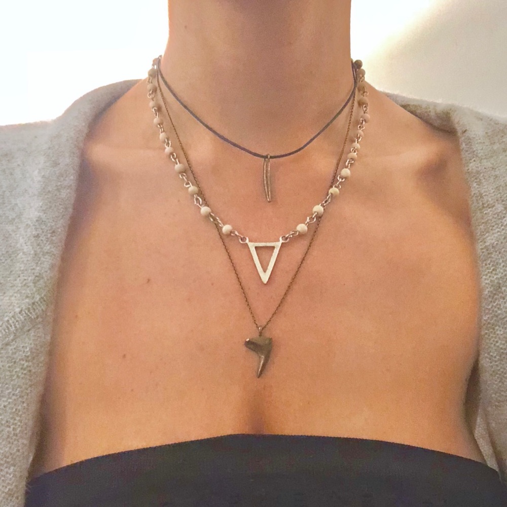 Triple Delicate Layered Choker Spike Necklace